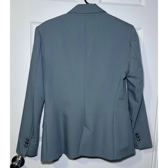 Zara Blazer Women's Medium Blue Double Breasted Gold Button Lined Jacket Career - Picture 8 of 9